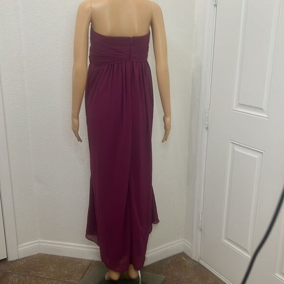 David’s Bridal Dress Sangria Maroon Long 💯 Polyester Strapless Gown Slimming - Picture 5 of 12
